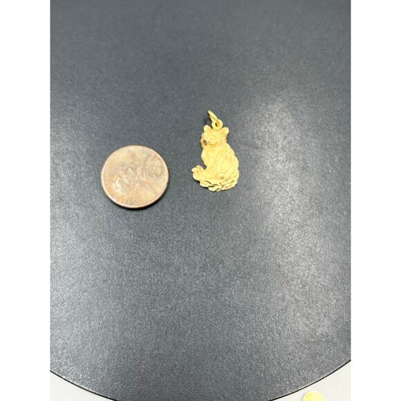 14k Yellow Gold Long Hair Domestic Cat Pet Animal Lover Whimsical Pendant - Picture 3 of 12